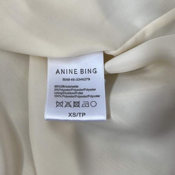 ANINE BING Madison Silk Mini Boho Dress White Black Stripe Size XS - Picture 10 of 15